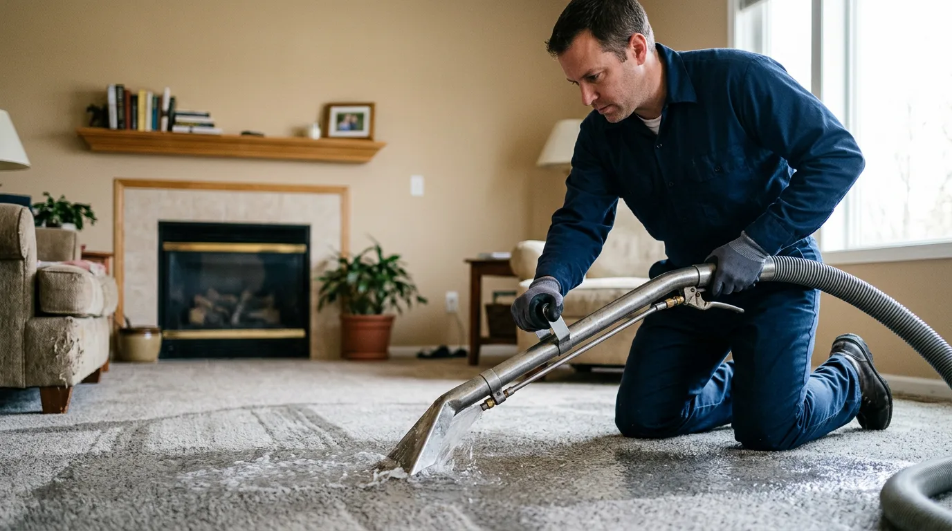 Water damage restoration technician working near Fulton, MI